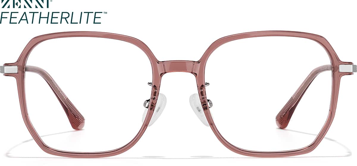 Front view of Lightweight Square Glasses P7837719 in Pink