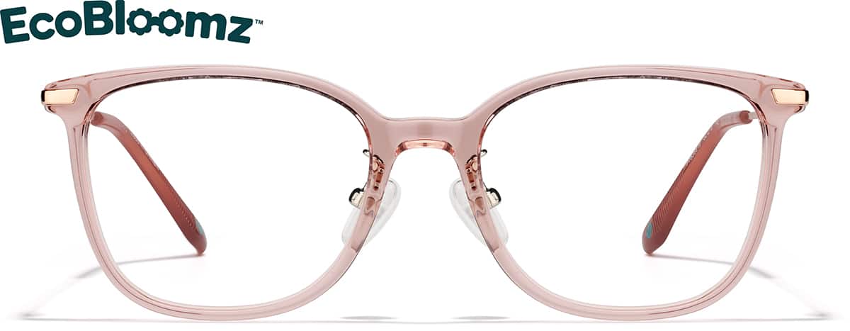 Front view of Square Glasses P7839919 in Champagne Pink