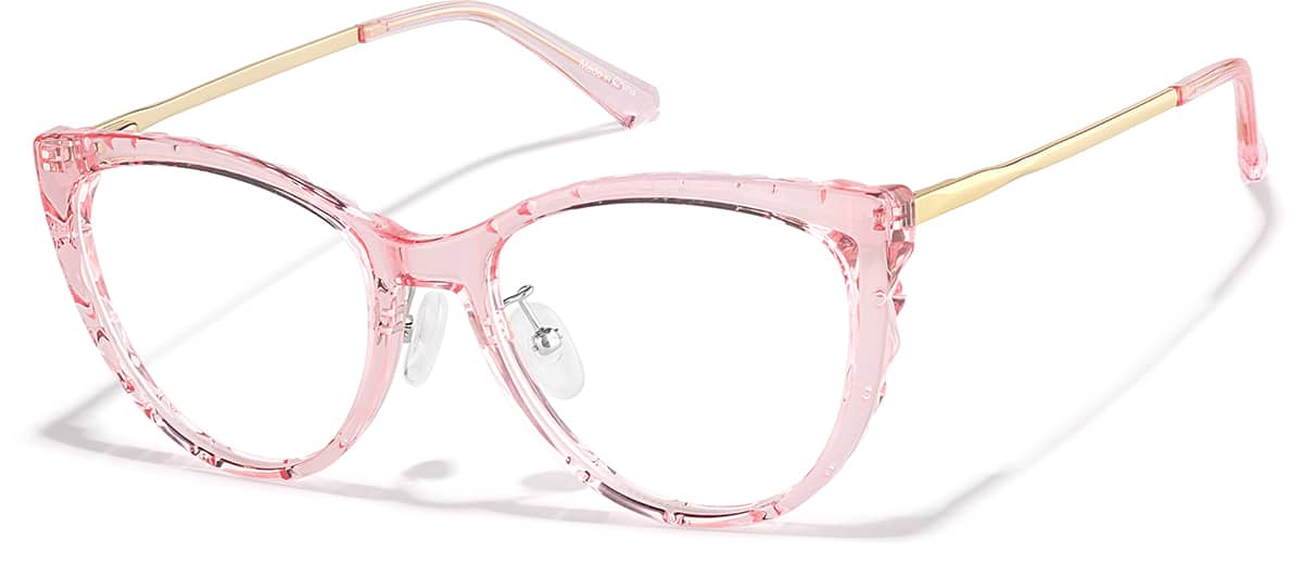 Angle view of Cat-Eye Glasses P7841719 in Pink