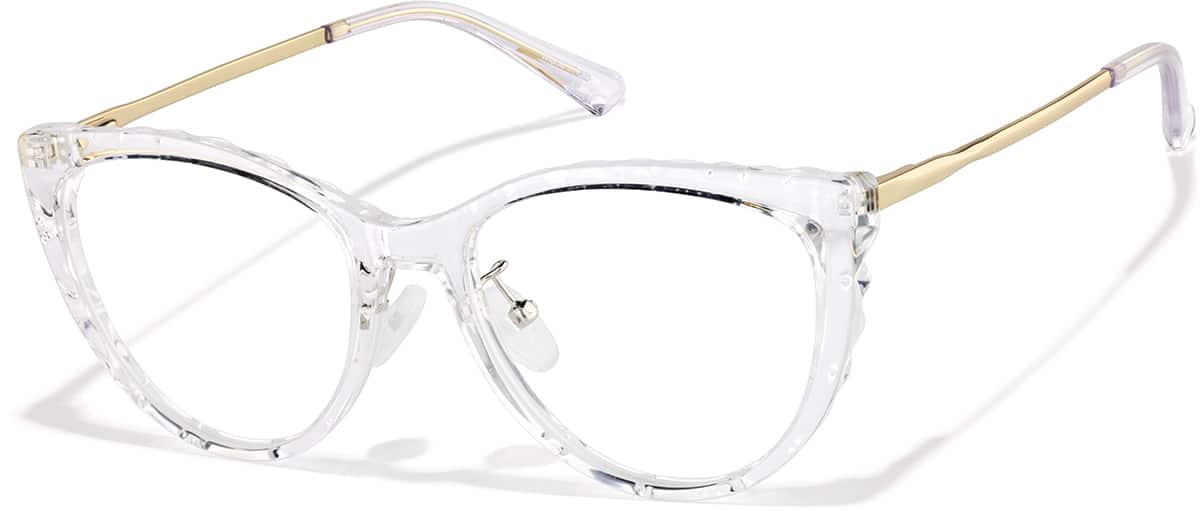 Angle view of Cat-Eye Glasses P7841723 in Clear