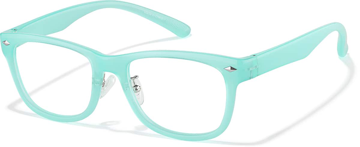 Angle view of Glow-in-the-Dark Rectangle Glasses P8111016 in Teal