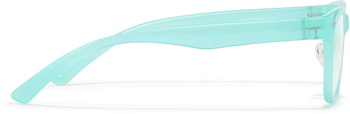 Side view of Glow-in-the-Dark Rectangle Glasses P8111016 in Teal