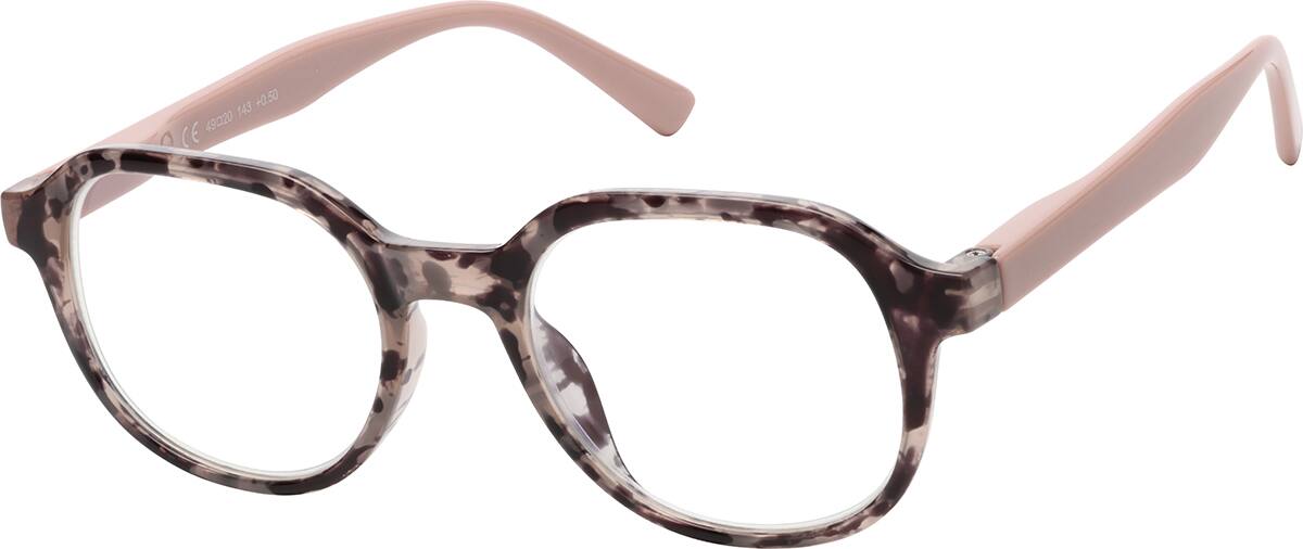 Angle view of Round Reading R007235175 in Pink Tortoiseshell