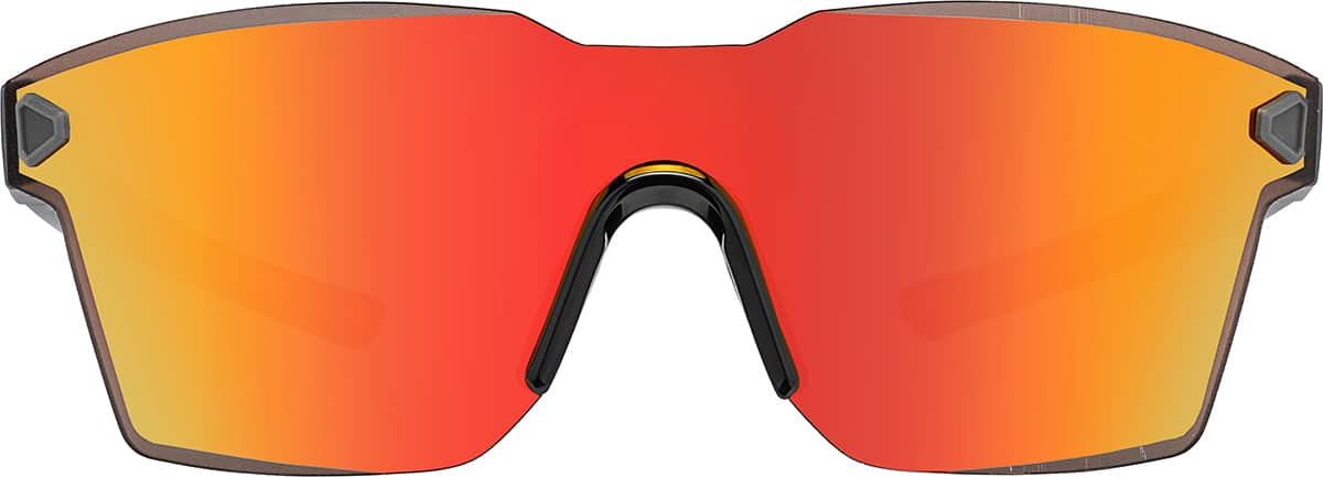 Front view of Rectangle Sunglasses T08062142 in Black with Flame Mirror