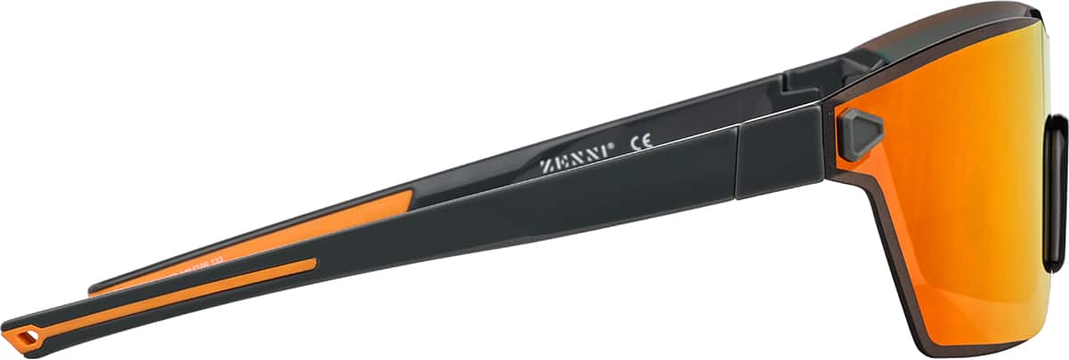 Side view of Rectangle Sunglasses T08062142 in Black with Flame Mirror