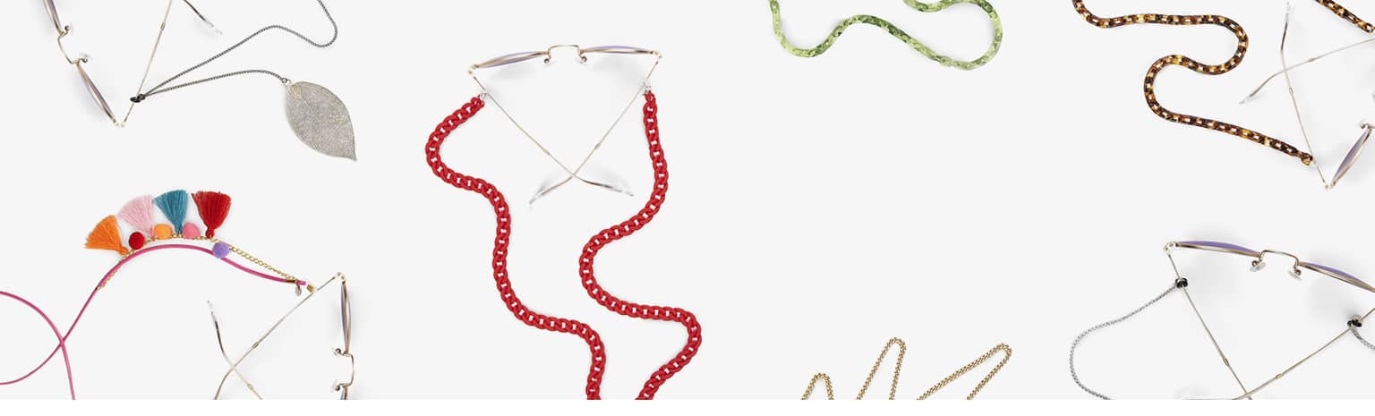 Lay-down image of Zenni's fashionable eyeglass chains.