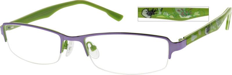 Purple Stainless Steel Half-Rim Frame with Acetate Temples #7682 ...