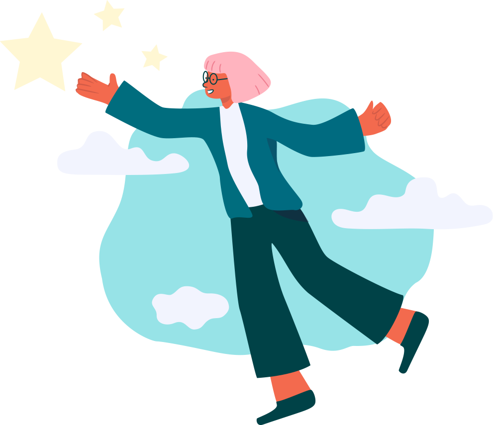 Illustration of a person reaching for stars, representing Chase Stokes' mental health journey.