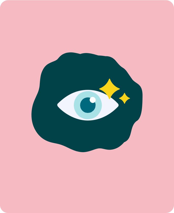 Illustration of an eye with sparkles, symbolizing clear vision and eye health.