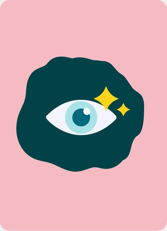 Illustration of an eye with sparkles, symbolizing clear vision and eye health.