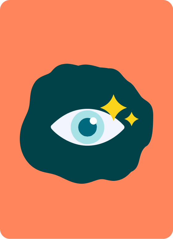 Illustration of an eye with sparkles, symbolizing clear vision and eye health.