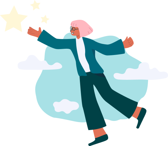 Illustration of a person reaching for stars, representing Chase Stokes' mental health journey.