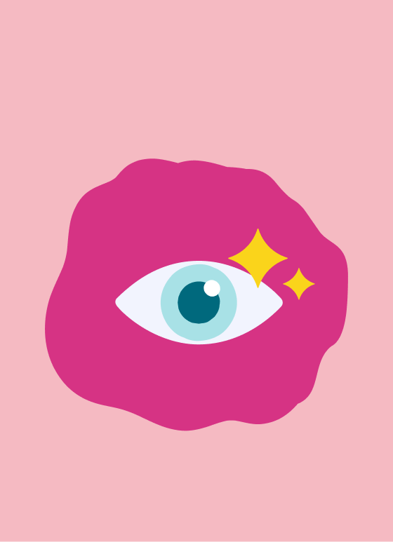 Illustration of an eye with sparkles, symbolizing clear vision and eye health.
