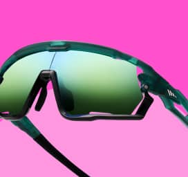 Rectangular sunglasses with dark gray Transitions® photochromic lenses.