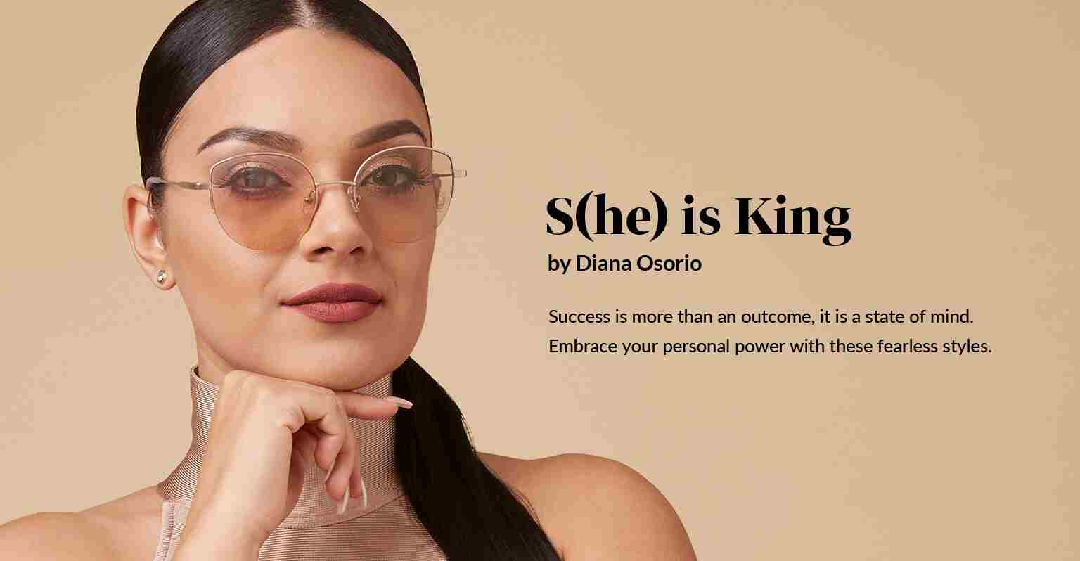 American Beauty Star finalist Diana Osorio wears a metallic high-neck collar and frame 1128714.