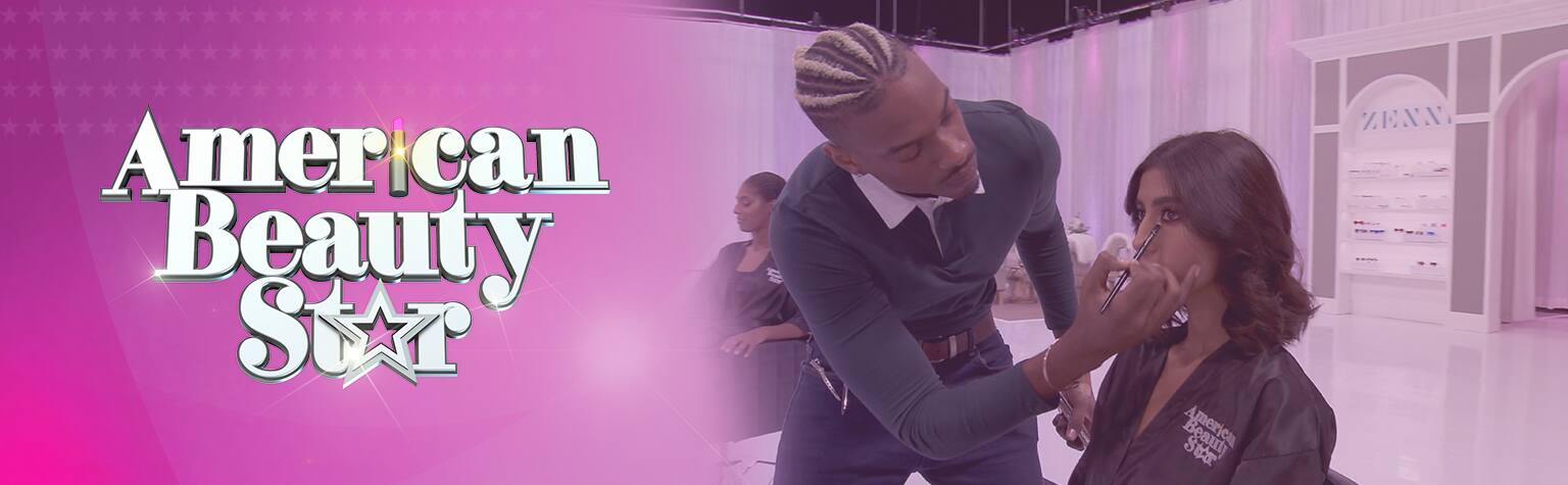 Stylist applies makeup to model on “American Beauty Star,” Lifetime channels beauty competition series hosted by top model Ashley Graham.