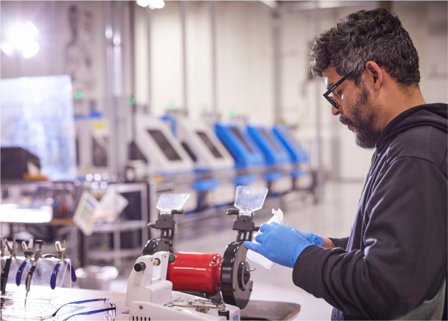 A Zenni employee manufactures glasses in the Ohio facility.
