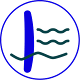 A lens icon with squiggly lines next to it. Only one line crosses through the lens.