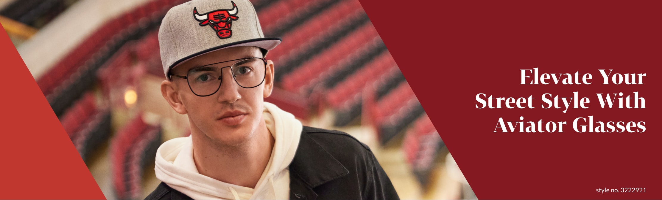 Image of Ryan Arcidiacano wearing Zenni black aviator glasses #3222921 inside a basketball arena.