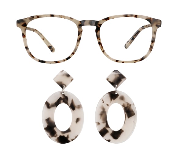 Image of zenni square glasses #4427135 next to earrings #A750000235.