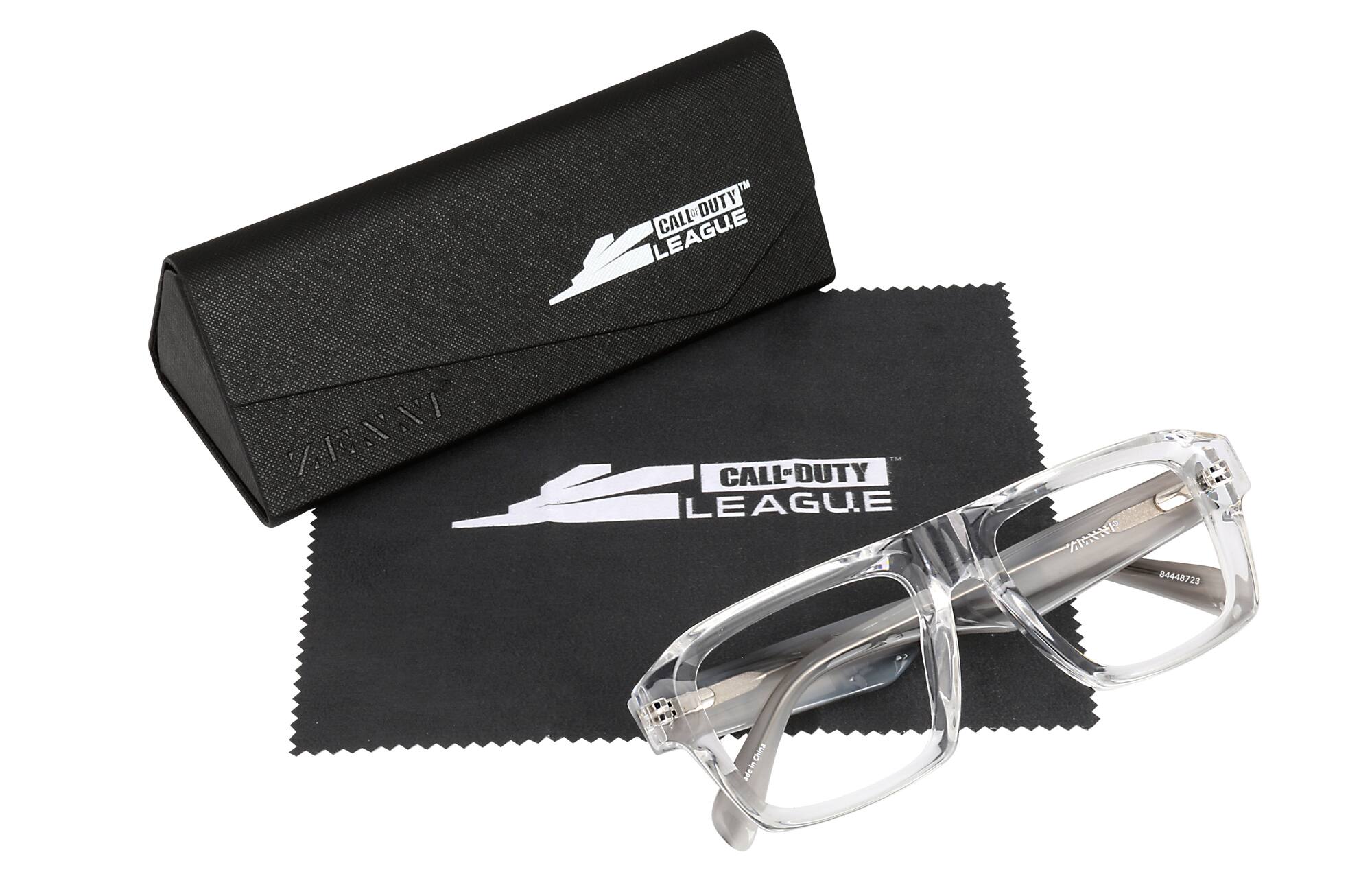 Image of Call of Duty League x Zenni collaboration case and cloth, with clear square Call of Duty League glasses #84448723.