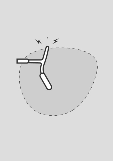 Sketch of a glasses clip-on with two bolt shapes by it, signifying it’s magnetic.