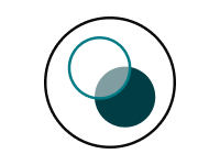 Circular icon with overlapping light and dark tinted circles, indicating lenses that adjust to changing light.