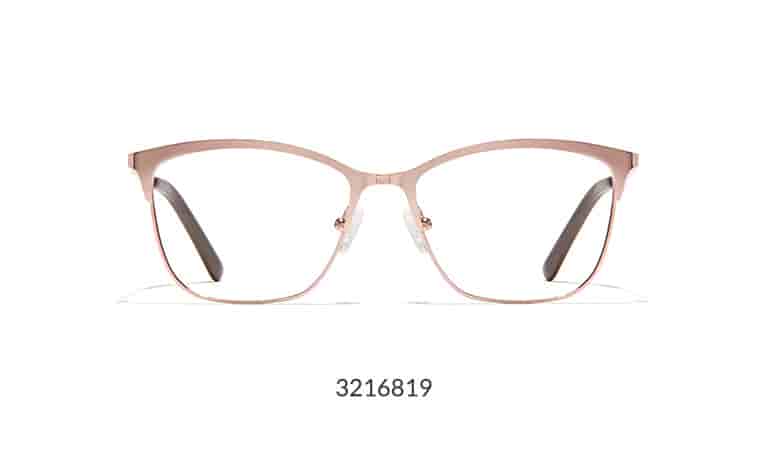 These stylish square glasses have a classic shape with a modern edge. Shown in rose gold.