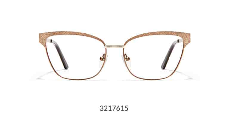 These bronze metal cat-eye glasses feature a textured metal browline, which gives them subtle intrigue.