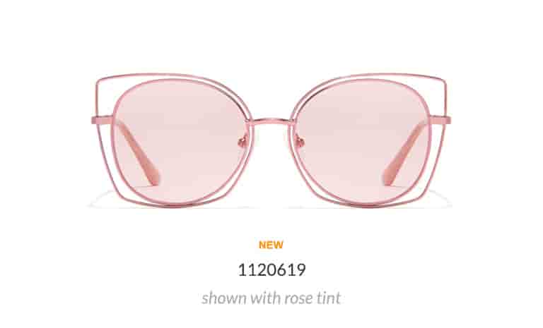 These glamorous geometric cat-eyes will bring a fashionable edge to any look. Shown in rose gold with rose tint.