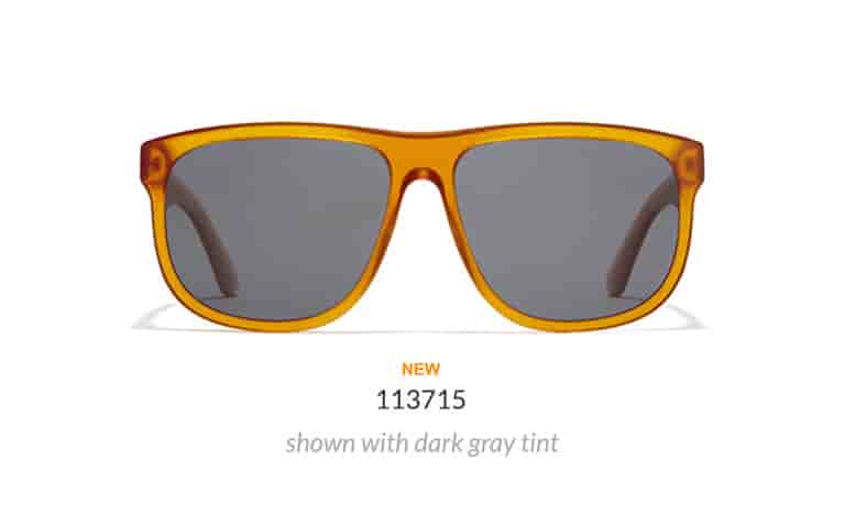 Acetate premium square sunglasses #113715 shown in brown with dark gray tint.