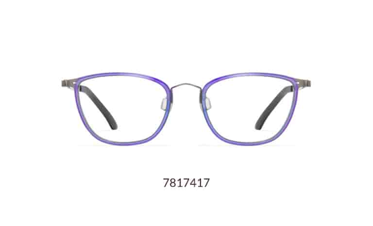 Add a pop of color to your eyewear wardrobe with these sleek purple cat-eye glasses with shiny metallic overlay.