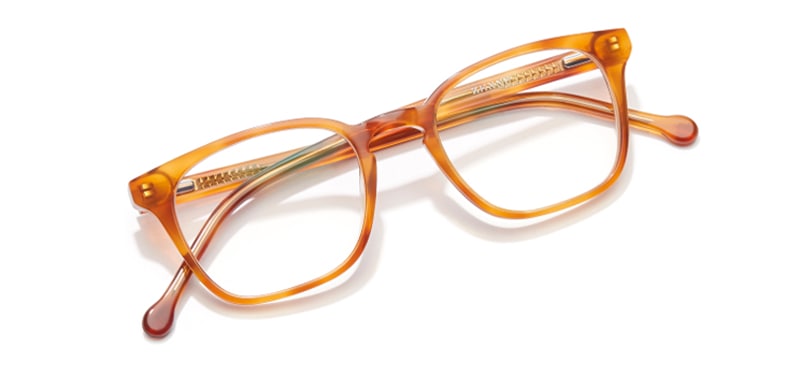 Image of a pair of orange zenni glasses.