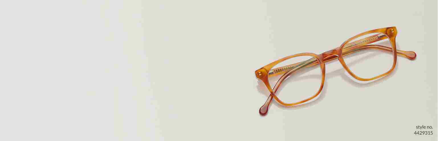 Zenni square glasses in amber, style #4429315.