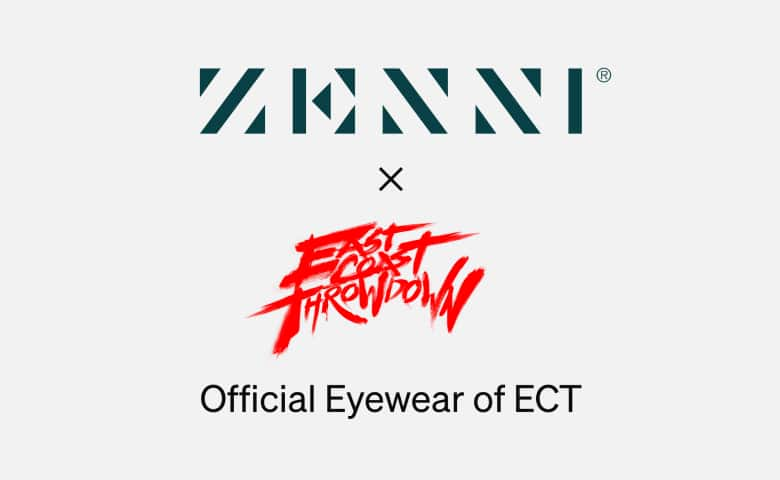 Zenni logo alongside East Coast Throwdown logo, text reads ‘Official Eyewear of ECT.’