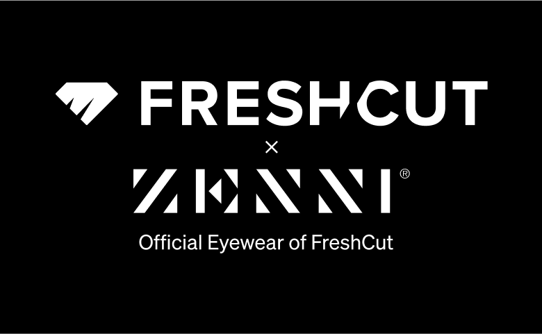 FreshCut (logo with diamond graphic) x Zenni. Official Eyewear of FreshCut.