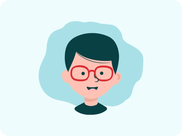 Illustration of a single person with red glasses