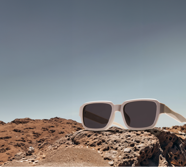 Zenni cream color sunglasses style no. T00212412 with a desert background.