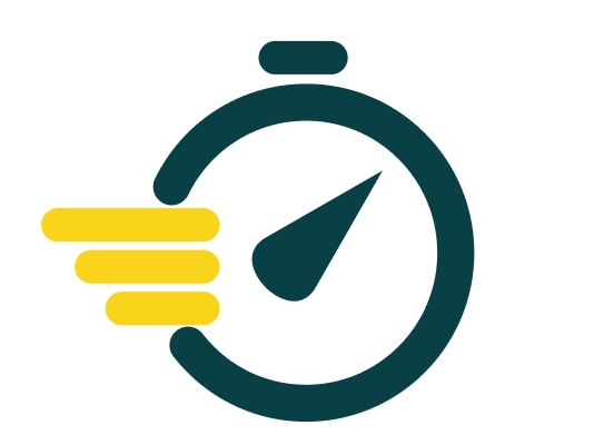 Dark Teal icon of a clock, labeled "Faster Visual Response" to indicate quicker visual response times with Zenni night driving lenses.