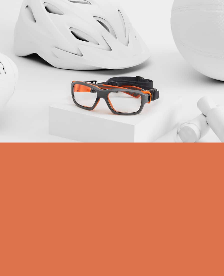 Image of Sports Protective Goggles #743512 on a white platform, surrounded by sports paraphernalia that are painted white.