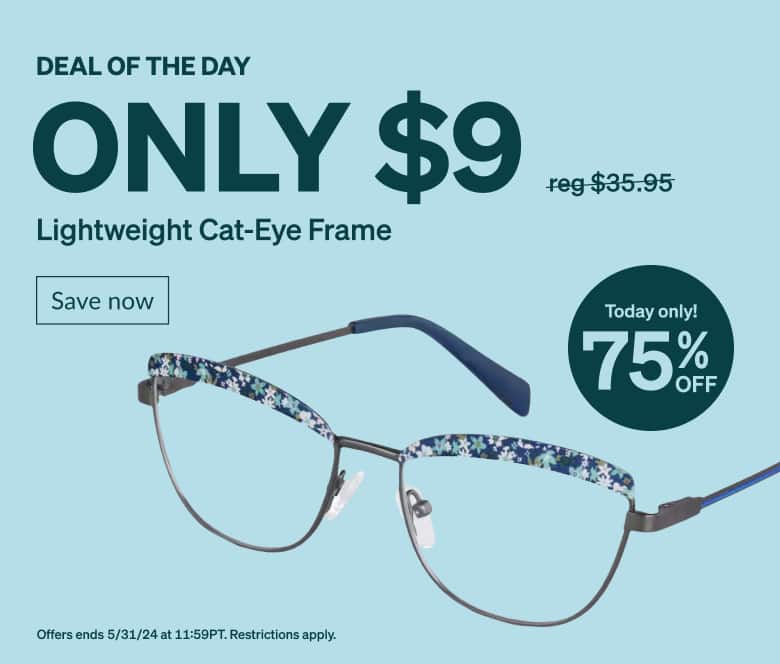 DEAL OF THE DAY. Only $9 Blue Floral Cat-Eye Frame. Today only! 75% Off. 