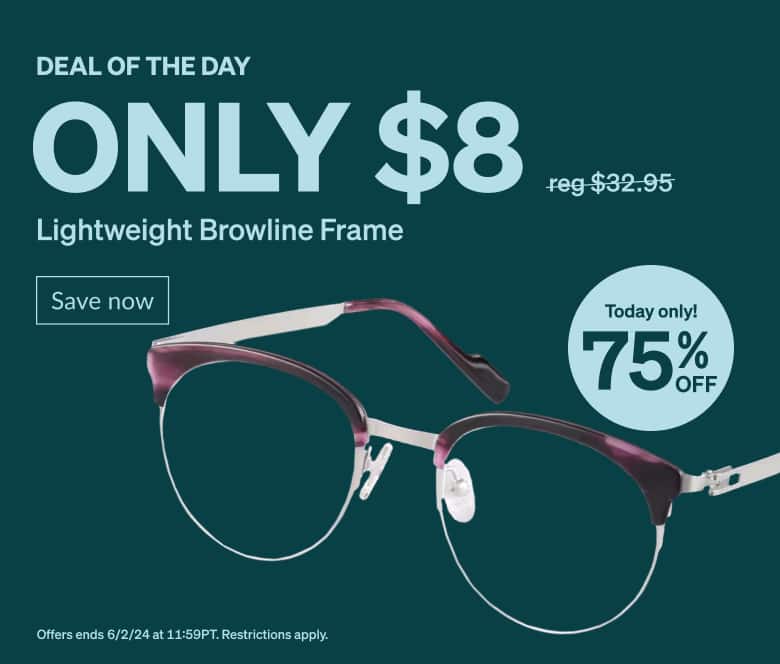 DEAL OF THE DAY. Only $8 Lightweight Berry Purple Browline Frame. Today only! 75% Off