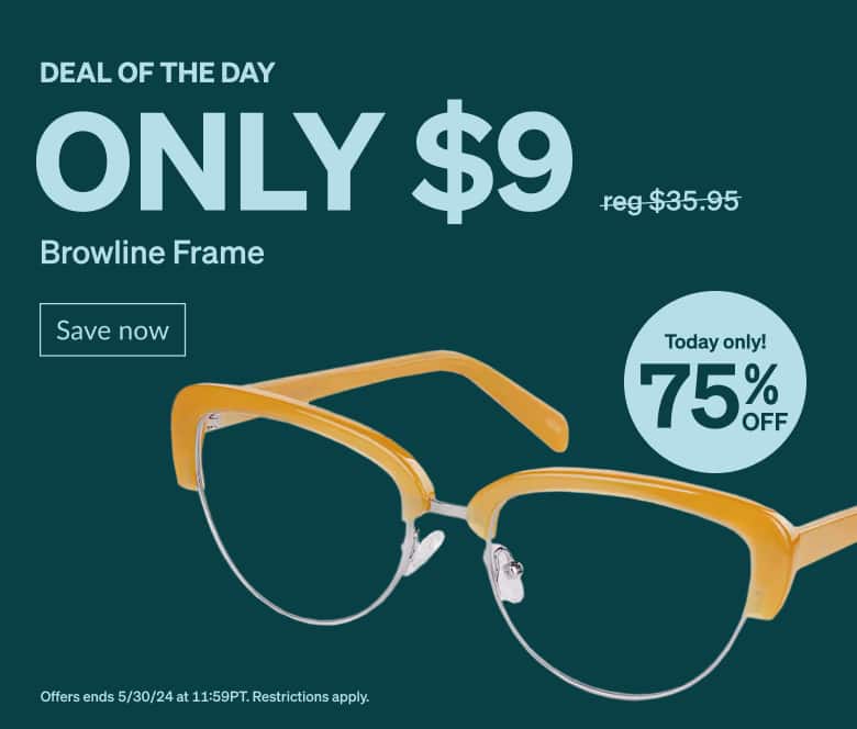 DEAL OF THE DAY. Only $9 Yellow Browline Frame. Today only! 75% Off. 