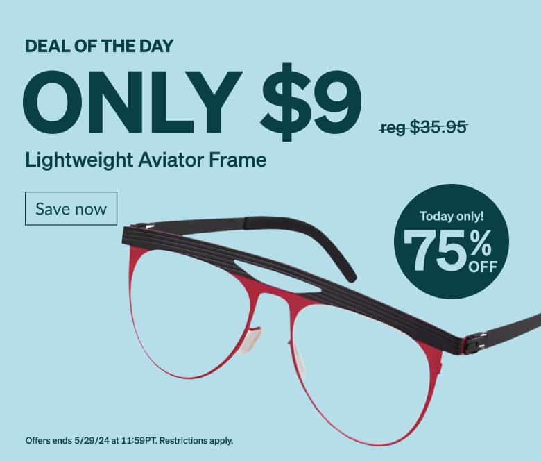DEAL OF THE DAY. Only $9 Lightweight Red Aviator Frame. Today only! 75% Off.  
