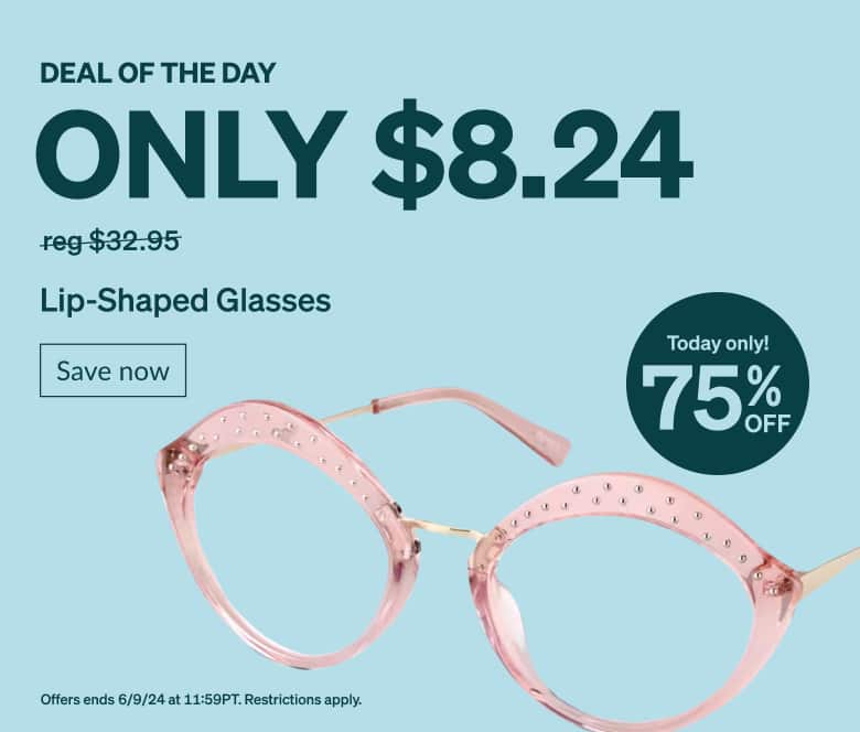  DEAL OF THE DAY. Only $8.24 Pink Lip-Shaped Glasses. Today only! 75% Off.  