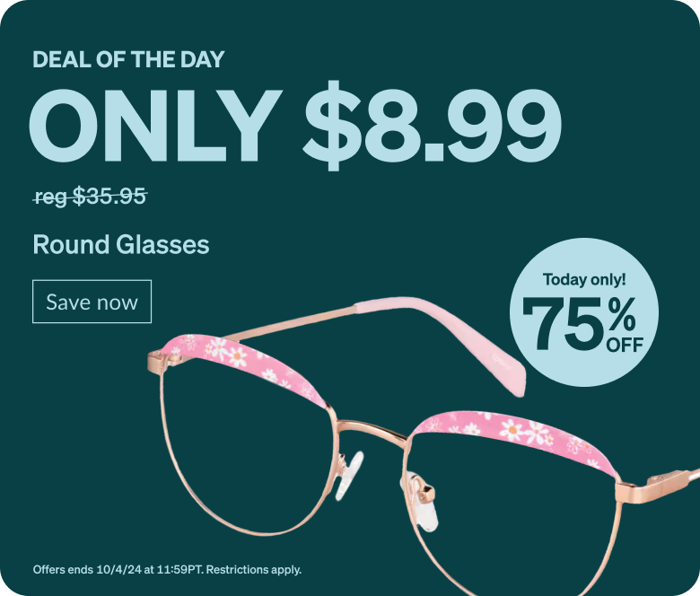 DEAL OF THE DAY. Only $8.99 Round Glasses. Today only! 75% Off.  