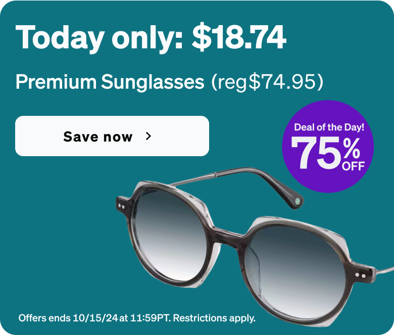  DEAL OF THE DAY. Only $18.74 Round Sunglasses. Today only! 75% Off. 