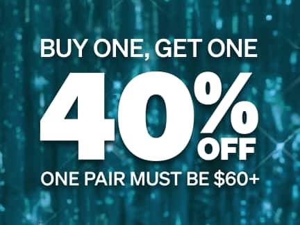 Text over a teal sparkly background: 20% off lenses on any order, 30% off lenses on orders $220+. Text on a green banner: Cyber Monday.