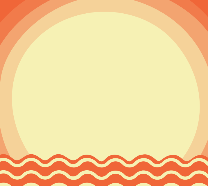 Bright orange graphic, a yellow circular design with wavy orange border. Restrictions apply.