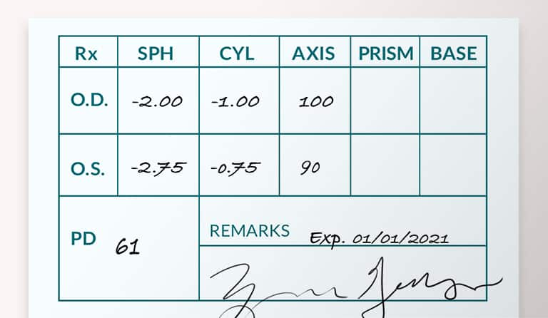 Example of standard grid format prescription .